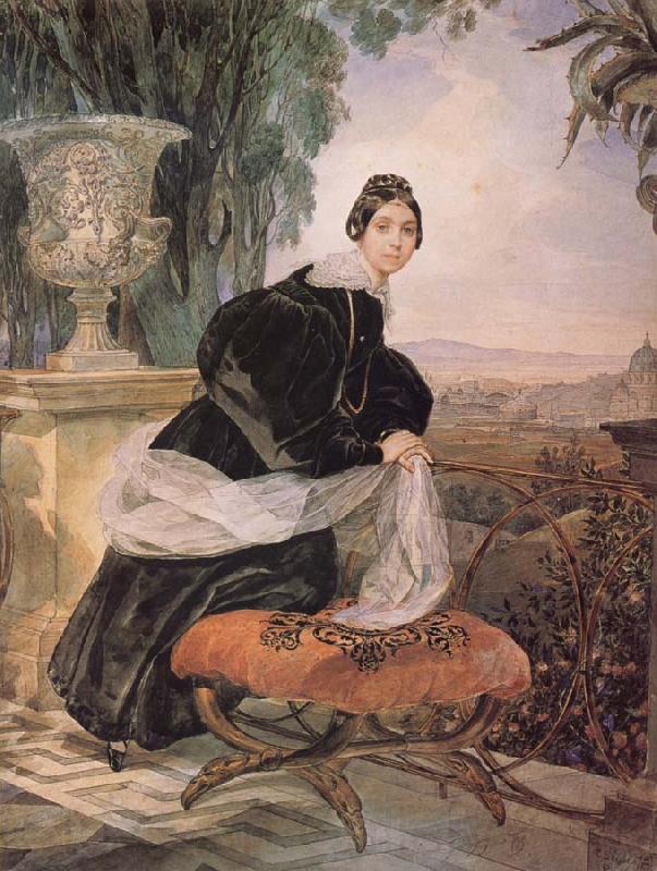 Karl Briullov Princess yelizaveta Saltykova on a balcony France oil painting art